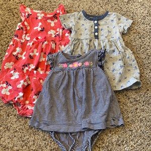 3 baby girl outfits- Carter’s- Size 3-6 Month